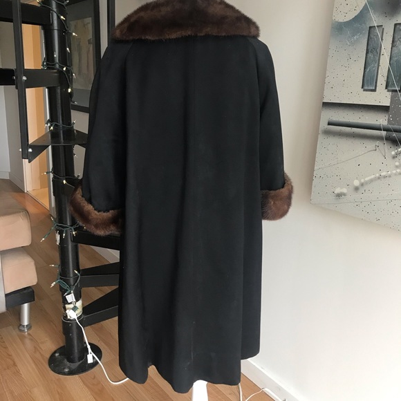 Vintage mink trimmed coat sz 7/8 - Picture 4 of 7